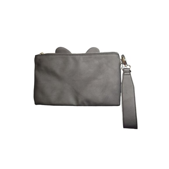 NWT Disney Minnie‎ Mouse Gray Wristlet Bag With Leopard Bow & Ears - Picture 2 of 3